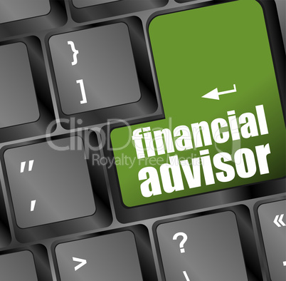 keyboard with green financial advisor button