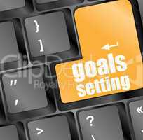 Goals setting button on keyboard with soft focus