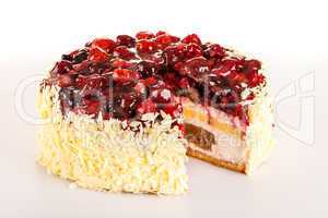 Dessert light creamy cake with red berries