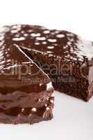 Sacher cake with chocolate icing topping