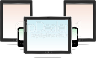 Tablet computer. Black frame tablet pc with screen. isolated on white background