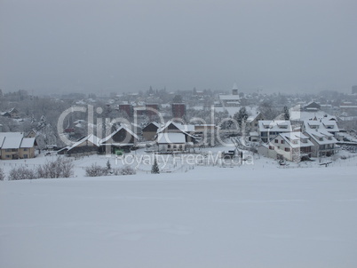 Wetzikon on a winter day, snowfall