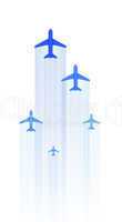 several passenger airplanes