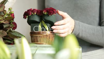 Florist Arranging Valentines Day Rose Heart Bouquet