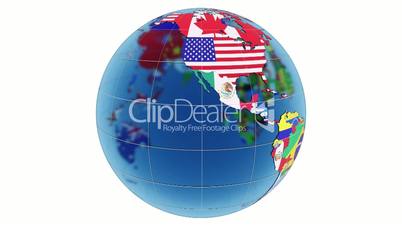 Globe with country flags.