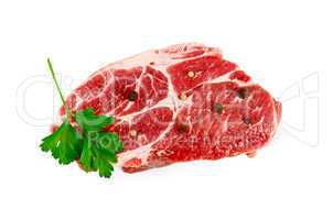 Meat piece of raw with parsley