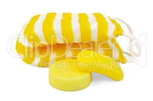 Soap yellow with a washcloth