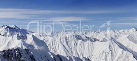 Panorama of snowy mountains in nice day