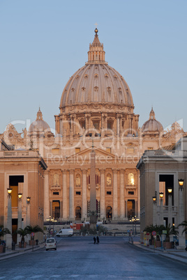 Sunrise on the  Facade of Saint Peter's Basilica in Rome