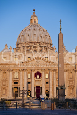 Sunrise on the  Facade of Saint Peter's Basilica in Rome