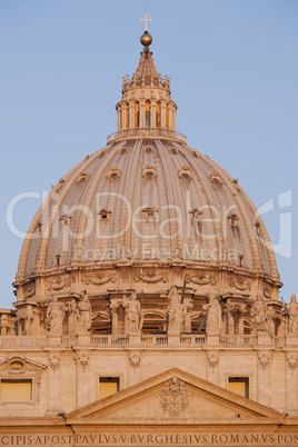Sunrise on the Dome of Saint Peter's Basilica in Rome