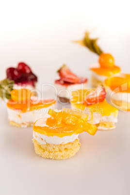 Mini fruit tarts choice creamy desserts