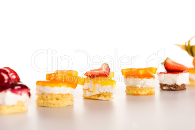 Selection of mini desserts creamy fruit choice