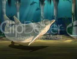 Delphin in einer Unterwasserruine