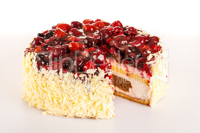 Dessert light creamy cake with red berries