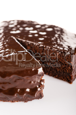 Sacher cake with chocolate icing topping