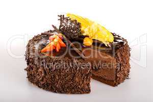 Dessert chocolate cake with fresh strawberry