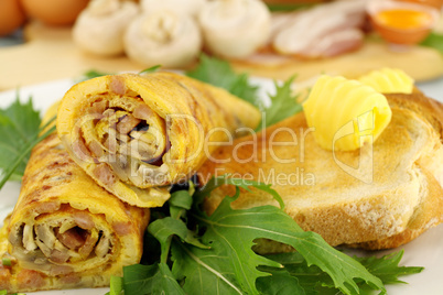 Rolled Omelette And Toast