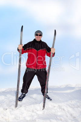 Man with cross-country skis