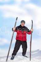 Man with cross-country skis