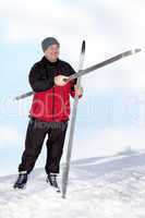 Man with cross-country skis