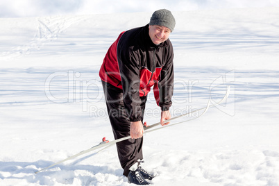 Man with cross-country skis