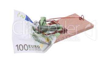 mouse trap with 100 euro bank note