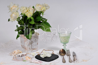 Rosen Hochzeit Gedeckter Tisch