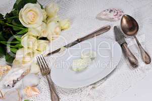 Rosen Hochzeit Gedeckter Tisch