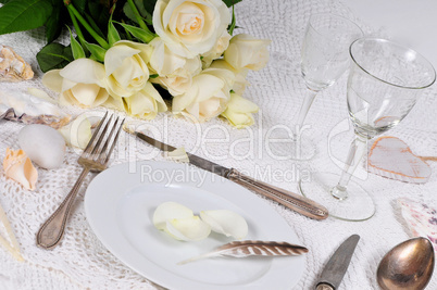 Rosen Hochzeit Gedeckter Tisch