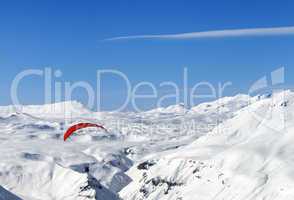 Sky gliding in Caucasus Mountains