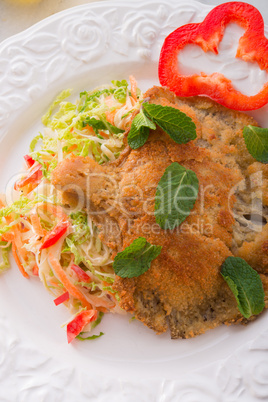 baked oyster mushrooms with fresh savoy cabbage salad