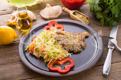 baked oyster mushrooms with fresh savoy cabbage salad