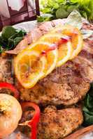 baked turkey with chestnut filling and orange