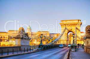 Szechenyi chain bridge in Budapest, Hungary