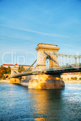 Szechenyi chain bridge in Budapest, Hungary