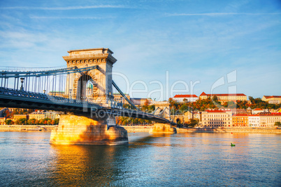 Szechenyi chain bridge in Budapest, Hungary