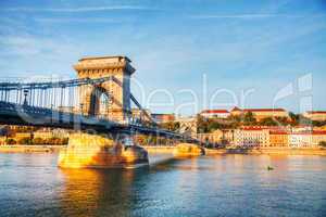 Szechenyi chain bridge in Budapest, Hungary