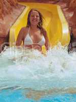girl on water slide