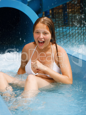 girl on water slide