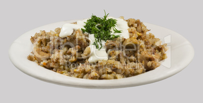 Buckwheat porridge with sour cream and dill