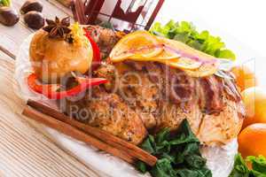 baked turkey with chestnut filling and orange