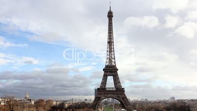 Eiffel Tower in Paris. Time Lapse.