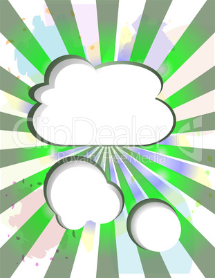 Paper clouds vintage abstract background with sun rays