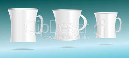 white cup set on abstract 3d background