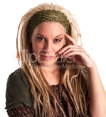 Urban Girl with blond dreadlocks - high fashion