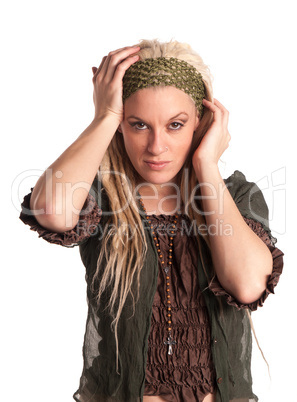 Urban Girl with blond dreadlocks - high fashion