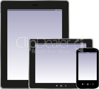 Tablet PC and smartphone isolated on white background