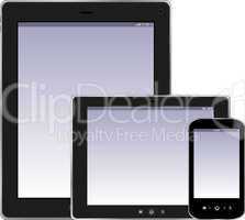 Tablet PC and smartphone isolated on white background