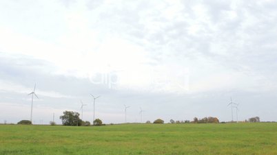 Wind turbines in the field.